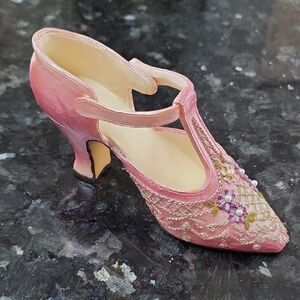 Nostalgia Pink T-Strap Embellished Decorative Heel